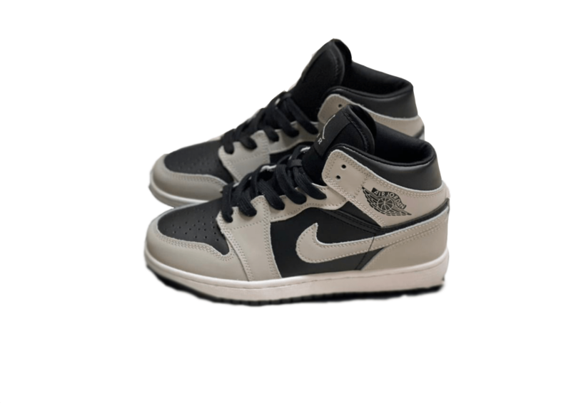 Nike Air Jordan 1 Mid черные с серым кожаные женские (35-40)